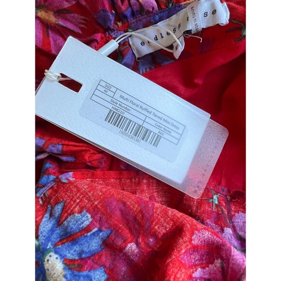 Endless Rose red floral One Shoulder Mini Dress Tiered Ruffle NEW summer - Picture 10 of 11